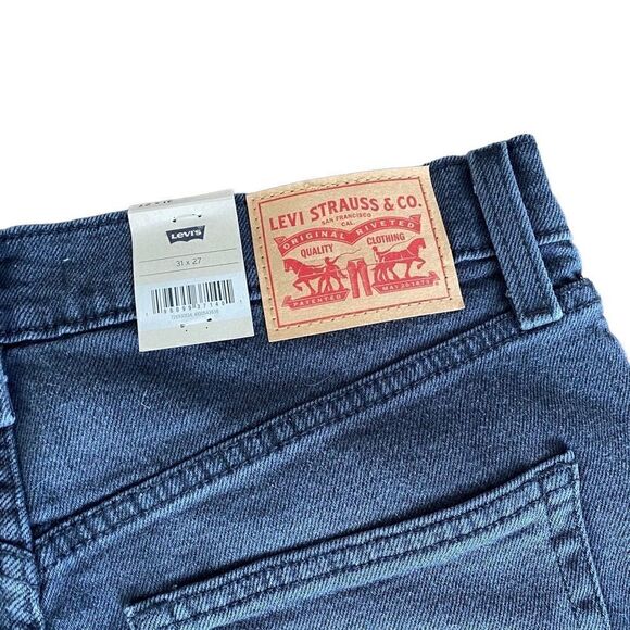 Levi's Premium Ribcage Straight Ankle Jeans Black Size 31X27 Revolve Button Fly - Picture 7 of 7